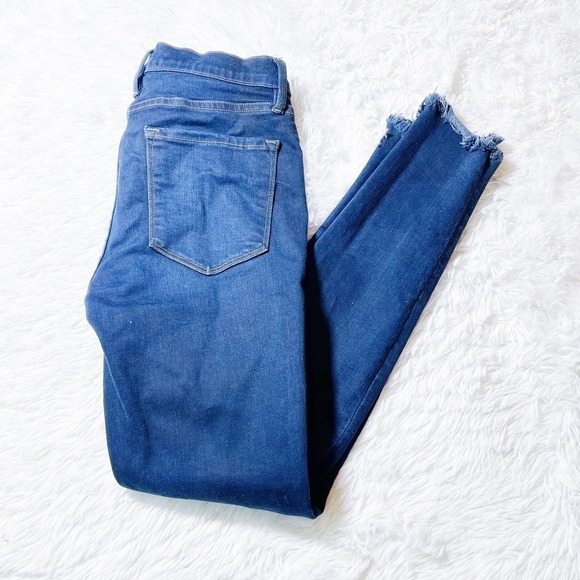 Frame Le Skinny de Jeanne Longstreet Dark Denim Fringe Hem SZ26 - Picture 6 of 8
